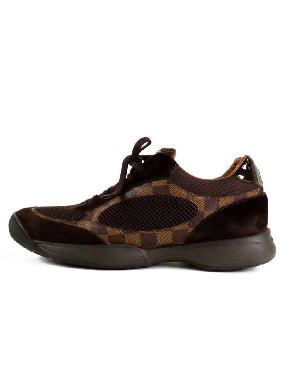 Louis Vuitton Damier Sneakers Brown Suede Mesh Low Cut Shoes 8